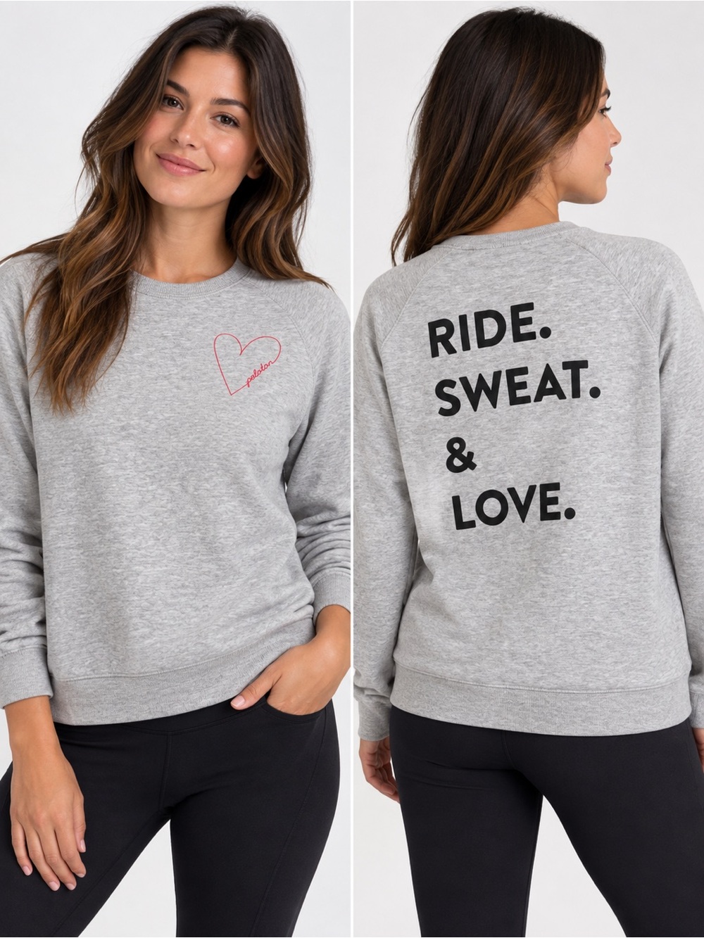 Peloton Ride Sweat Love Gray Fleece Crewneck Sweatshirt Size Small